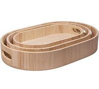Lot de 3 plateaux en bois de balse ovales