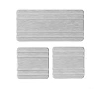 Lot de 3 plateaux en pierre de diatomite absorbant l'eau avec design antidérapant pour l'organisation de la salle de bain et de la cuisine (gris)