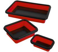 Lot de 3 plateaux magnétiques pliables - Plateau à outils magnétique - 3 tailles - Magnétique puissant pour boulons, vis, écrous, rondelles, autres petites pièces (rouge)