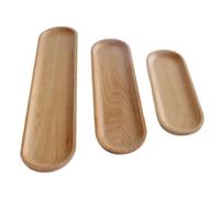 Lot de 3 Plateaux ovales en Bois, Plateaux décoratifs de différentes Tailles, Plateaux ovales de qualité Alimentaire, Plateaux ovales rectangulaires en Bois, 50/40/30 cm