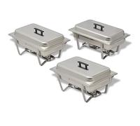 Lot de 3 plats à chafing Dish - En acier inoxydable - De qualité supérieure - Pour restauration et célébration - Inoxydable et durable - Idéal pour les grands événements