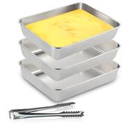 Lot De 3 Plats à Paner En Acier Inoxydable,25x20x5cm Plat De Cuisson Chapelure Rectangulaire,Plateaux De Panage Inoxydable,Plateau De Cuisson Four Pour PâTisserie Gratin Frites,Plat Four