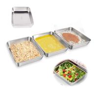Lot de 3 Plats à Paner en Acier Inoxydable,Plat de Cuisson Chapelure Rectangulaire, Plateaux de Panage Inoxydable,Poêles en Acier Inoxydable Panage Pour Préparer des Miettes de Pain, Schnitzel