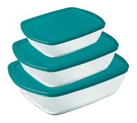 Lot de 3 plats avec couvercle - PYREX - Cook & Store - Verre - Rectangulaire - 0,4/1,1/2,5 L