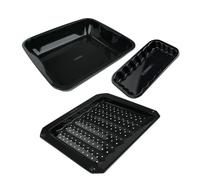 Lot de 3 plats de cuisson en acier émaillé 40 x 34 cm, 21 x 12 cm, 28 x 33 cm Barbecue FM Professional