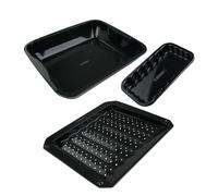 Lot de 3 plats de cuisson en acier émaillé 40 x 34 cm, 21 x 12 cm, 28 x 33 cm FM Professional Barbecue