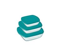 Lot De 3 Plats En Verre Rectangulaire Avec Couvercle (17*10 + 23*15 + 28*20 Cm) Pyrex