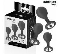ADDICTED TOYS - SET DE 3 PLUG SILICONE ANAL AVEC BIJOUX