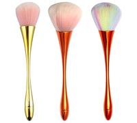 Lot de 3 plumeaux à ongles brosse souple de 20 cm réutilisable et portable pour poudre à ongles manucure maquillage