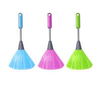 Lot de 3 plumeaux moelleux pour la cuisine, clavier d'ordinateur, plumeau à main en microfibre, plumeau pour fenêtre, plumeau pour le nettoyage, outil à poussière doux (vert, rose rouge, bleu)