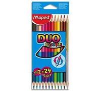 Lot de 3 Pochettes 12 crayons de couleurs COLORPEP'S DUO, 1 crayon = 2 couleurs. Coloris assortis G