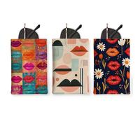 Lot de 3 pochettes à lunettes colorées à motif floral pour lunettes de soleil, sac de rangement portable pour l'été, 17,8 x 12,9 cm