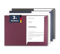 Lot de 3 pochettes de présentation A4 bordeaux - Disponible en 7 couleurs - directement du fabricant STRATAG - Utilisation polyvalente pour vos offres, exposés, projets ou rapports commerciaux