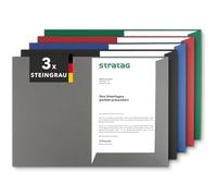 Lot de 3 pochettes de présentation A4 gris - Disponible en 7 couleurs - directement du fabricant STRATAG - Utilisation polyvalente pour vos offres, exposés, projets ou rapports commerciaux