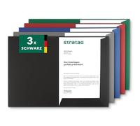 Lot de 3 pochettes de présentation A4 Noir - Disponible en 7 couleurs - directement du fabricant STRATAG - Utilisation polyvalente pour vos offres, exposés, projets ou rapports commerciaux