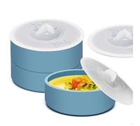 Lot de 3 pocheuses à œufs en silicone avec couvercles pour la cuisson des œufs au micro-ondes, grille-pain, four, friteuse à air, moule à œufs pochés anti-adhésif