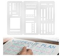 Lot de 3 Pochoirs Bullet Journal en Plastique Réutilisables, Modèles de Planificateur et Stencils pour Agenda, Cahier et Journalisation, Pochoirs à Dessin pour Scrapbooking, DIY, Peinture,Kit Matériel