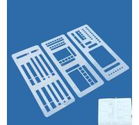 Lot de 3 pochoirs de planification pour journaux à grille à points de 5 mm, faits à la main, modèles de dessin flexibles avec rectangles, cases à cocher et lignes lignées