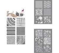 Lot De 3 Pochoirs Pâte Polymère Motifs Floral + Japon + Matière Ethnique Blumie (3 Pochoirs)