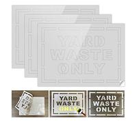 Lot de 3 pochoirs réfléchissants argentés pour déchets de cour - 27,9 x 20,3 cm - En vinyle autocollant solide et imperméable - 3 façons d'utilisation