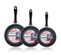 Lot de 3 poêles 18-20-24 cm induction, antiadhésives PIERRE Magefesa K2 Gransasso Gris
