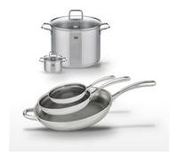 Lot de 3 Poêles 24/28/32cm & 2 Faitouts 12/26cm Elo Relief Evolution Inox