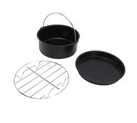 Lot de 3 poêles à pizza en acier pour four, friteuse à air, accessoires de poêle à gâteau, plaque de cuisson ronde antiadhésive, plateau de four, seau à gâteau pour la maison, le (7 Inch 1500mAh Li