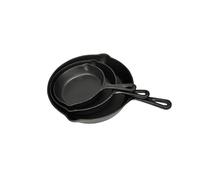 Lot de 3 poêles à steak en fonte - Parfait pour le barbecue et la cuisine - Durable et passe au lave-vaisselle - Idéal pour les amateurs de steak - Avec plat à gratin et casserole