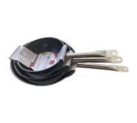 Lot de 3 poêles - BAUMALU - Gastronomie - 20 / 24 / 28 cm - Acier inoxydable