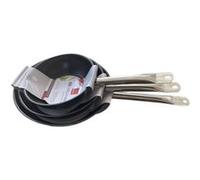 Lot De 3 Poeles - Baumalu - Gastronomie - 20 / 24 / 28 Cm - Acier Inoxydable Gris