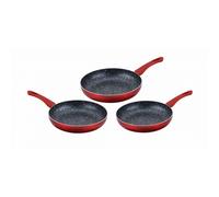 Lot de 3 Poêles en pierre 20 24 28cm Induction rouge Cenocco CC2001-RED Cenocco