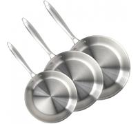 Lot de 3 Poêles inox Brigade - 20, 24 et 28 cm