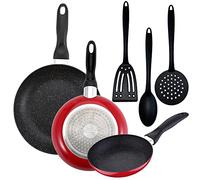Lot de 3 poêles SAN IGNACIO Ø 16 cm Ø20 cm Ø 24 cm + lot de 3 ustensiles de cuisine