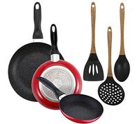 Lot de 3 poêles SAN IGNACIO Ø 16 cm Ø20 cm Ø 24 cm + set de 3 ustensiles de cuisine en silicone