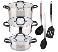 Lot de 3 poêles + set d'ustensiles de cuisine de base