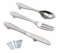 Lot de 3 poignées de placard humoristiques pour tiroir de cuisine, cuisine, cuillère, fourchette, placard, poignées de porte de meubles, quincaillerie pour salle de bain, chambre à coucher