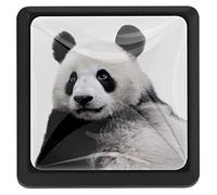 Lot de 3 poignées de tiroir carrées en forme de panda sur fond blanc avec vis