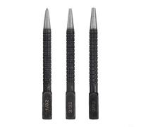 Lot de 3 poinçons à ongles en acier au carbone avec corps moleté et tête de frappe carrée pour travail du bois, travail du métal, projets de bricolage, 3 pièces (1/32, 1/16, 3/32)