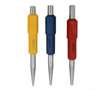 Lot de 3 poinçons de centrage en acier 2,5 3,0 4 mm | Tailles 2,5, 3,0, 4,0 mm, acier au chrome-vanadium, empêche la perceuse de glisser, poignées à code couleur