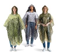 Lot de 3 ponchos de pluie à capuche - Poncho d'urgence - Veste de pluie - Design léopard - Jetables - Imperméables - Unisexe - Pour concert, camping, randonnée, pêche