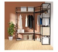 Lot de 3 portants vêtements bois et métal noir 180x200cm - rangement fermé