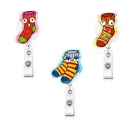 Lot de 3 porte-badges amusants avec clip rétractable pour étudiants, pédiatriques, travailleurs médicaux, enseignants, médecins, accessoires de différentes couleurs