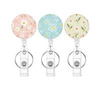 Lot de 3 porte-badges - Fil de nylon ABS et acier inoxydable 11 x 16 cm | Porte-badge rétractable avec fenêtre transparente, porte-clés, clip pour badge d'identité, design extensible pratique