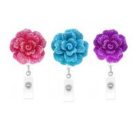 Lot de 3 porte-badges rétractables pour infirmière - Enrouleurs de badges d'identification à motif floral mignon - Enrouleurs de badges rétractables avec pince crocodile pivotante à 360° - Cordon de