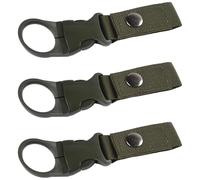 Lot de 3 porte-bouteilles d'extérieur - Clip porte-bouteille d'eau - Porte-anneau - Ceinture porte-clés - Sangle en nylon pour camping, randonnée en plein air - Vert
