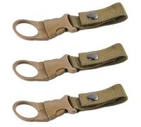 Lot de 3 porte-bouteilles d'extérieur - Clip porte-bouteille d'eau - Porte-anneau - Ceinture porte-clés - Sangle en nylon pour camping, randonnée en plein air (kaki)