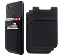 Lot de 3 Porte-Cartes de téléphone en Lycra Extensible avec Pochette pour Carte de crédit et Carte d'identité avec Autocollant 3M Compatible avec iPhone, Samsung Galaxy, Smartphones Android - Noir