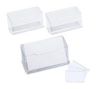 Lot de 3 porte-cartes de visite en acrylique pour cartes de visite, cartes de visite, support de table avec 3 poches transparentes A6 pour bureau, collection