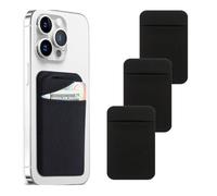 Lot de 3 porte-cartes pour téléphone portable avec autocollant - Compartiment ultra fin pour cartes arrière de smartphone - Tissu extensible de qualité supérieure avec une forte adhérence pour cartes