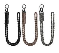 Lot de 3 porte-clés à col long, porte-clés en paracorde, cordon tressé, cordon en paracorde, lanière avec mousqueton pour clés, appareil photo de plein air, camping